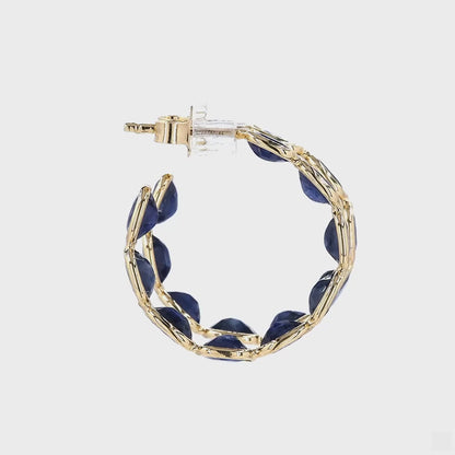 Natural Blue Sapphire J-Hoop Earrings