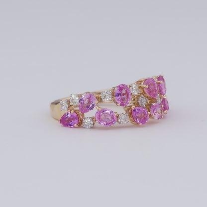 Pink Sapphire Natural Diamond Ring