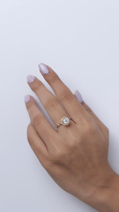 Round Solitaire Halo Diamond Ring