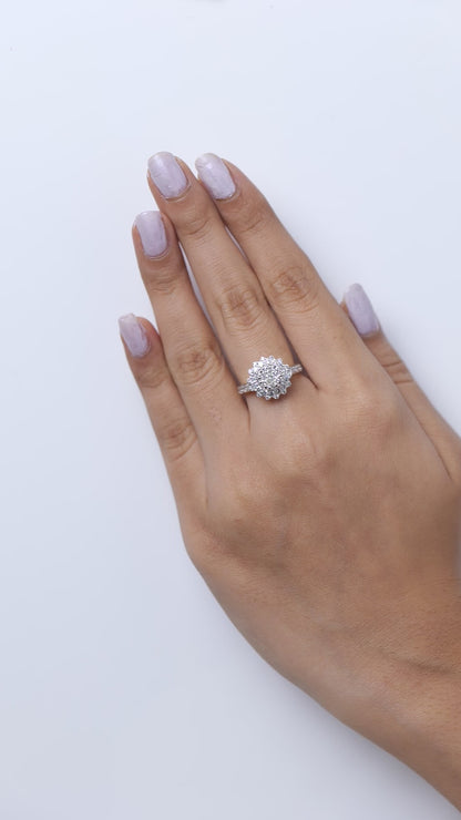 Floral Halo Cluster Natural Diamond Ring