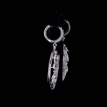Filigree Natural Diamond Hoop Earrings