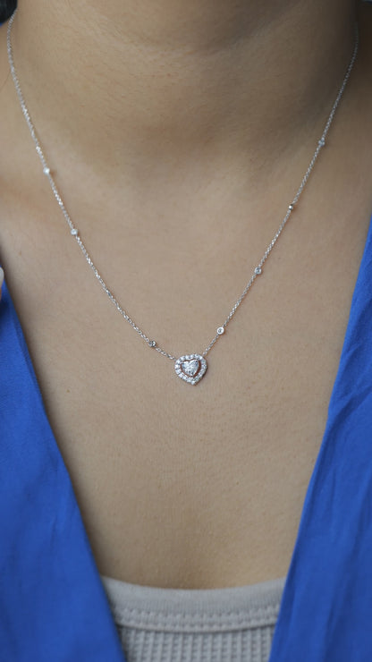 Heart Halo Diamond Necklace