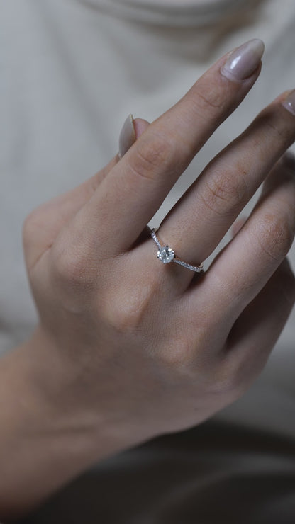 Round Solitaire Natural Diamond Wedding Band Ring