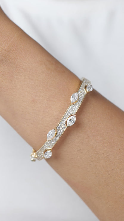 Marquise Natural Diamond Bangle Bracelet