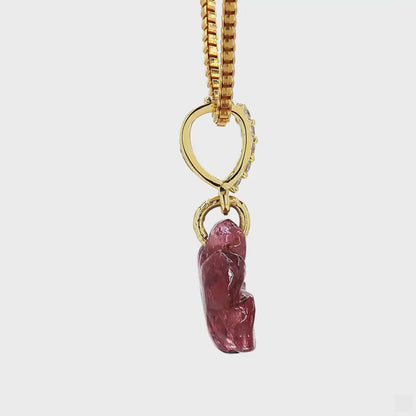 Flower Pink Tourmaline Diamond Pendant Necklace