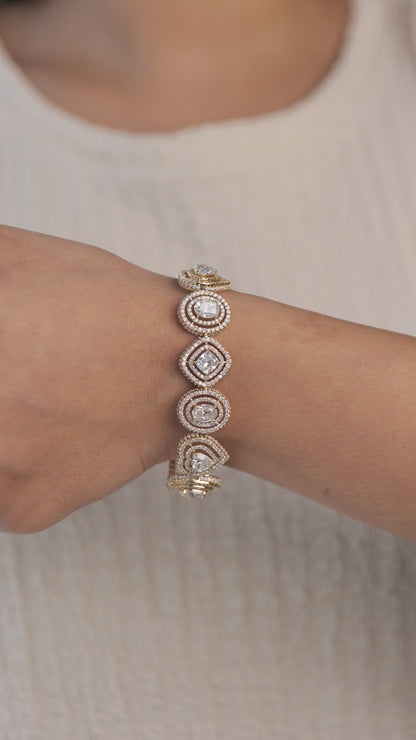 Multi-Shape Natural Diamond Double Halo Bracelet