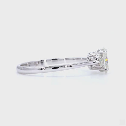 Oval Solitaire Cluster Natural Diamond Ring