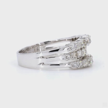 Triple Row Natural Diamond Band Ring