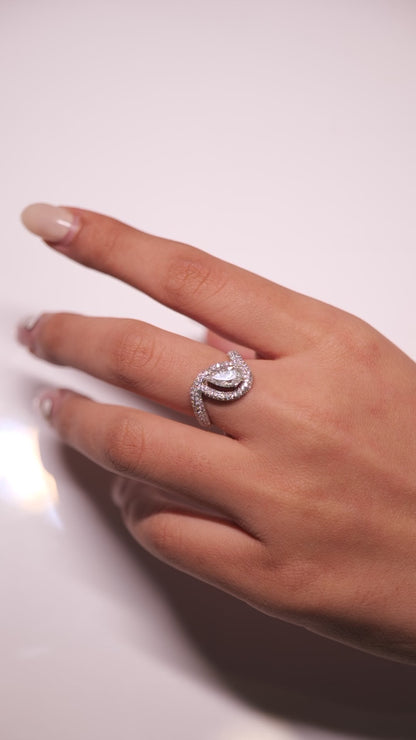 Pear Diamond Halo Ring