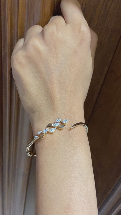 Rhombus Natural Diamond Open Cuff Bracelet