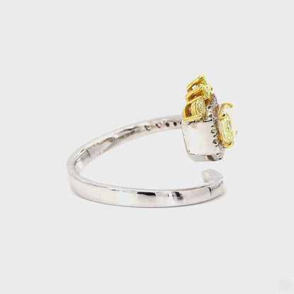 Yellow Natural Diamond Floral Halo Wrap Ring