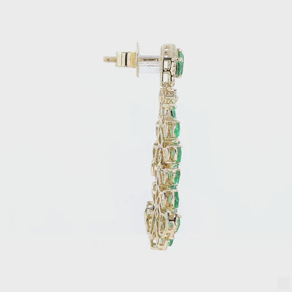 Emerald Diamond Drop Earrings