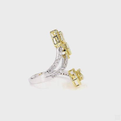 Multi Stone Spiral Natural Yellow Diamond Wrap Ring