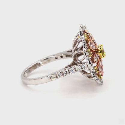 Floral Yellow Natural Diamond Cluster Ring