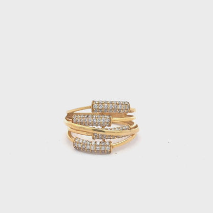 Wide Multi Band Natural Diamond Ring