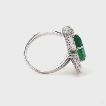 Floral Cluster Emerald Ring