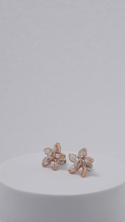 Floral Natural Diamond Earrings