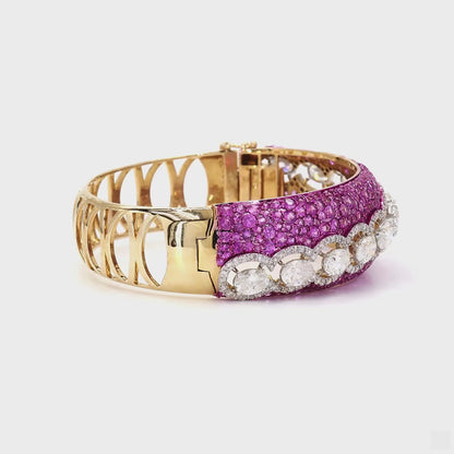Pink Sapphire Oval Diamond Bangle