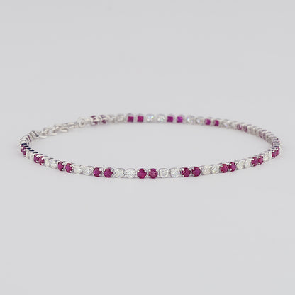Natural Ruby Diamond Tennis Bracelet