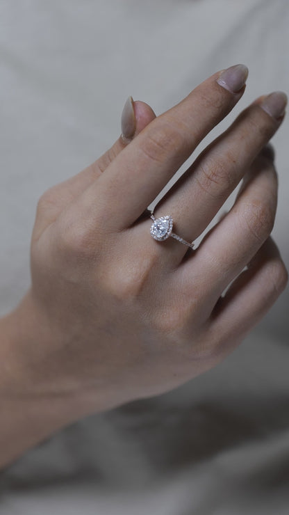 Pear Solitaire Halo Diamond Ring