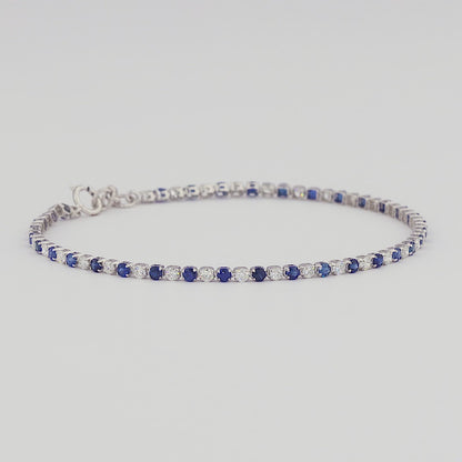 Natural Sapphire Diamond Tennis Bracelet