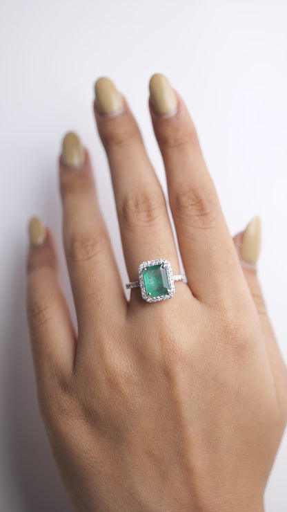 Emerald Halo Diamond Ring