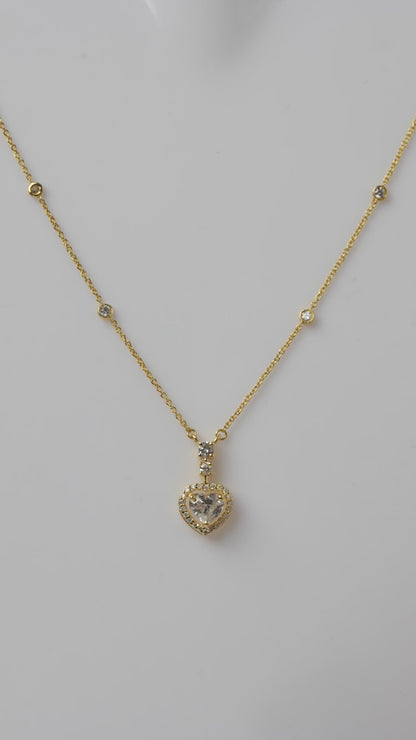 Heart Halo Diamond Pendant Necklace