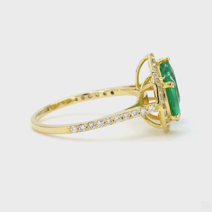 Dual Emerald Halo Ring