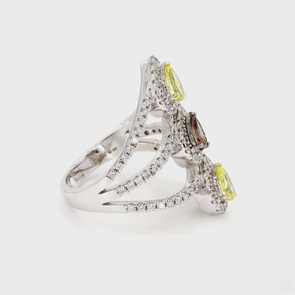 Pear Floral Fancy Color Dimaond Ring