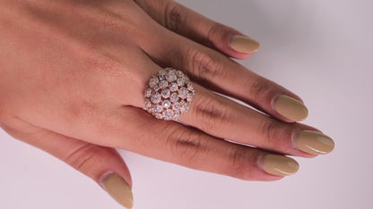 Floral Dome Natural Diamond Honeycomb Ring