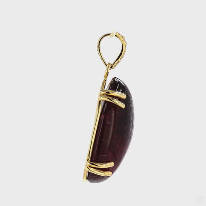 Oval Rubellite Cabochon Pendant