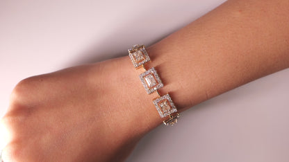 Emerald Cut Halo Natural Diamond Bolo Bracelet