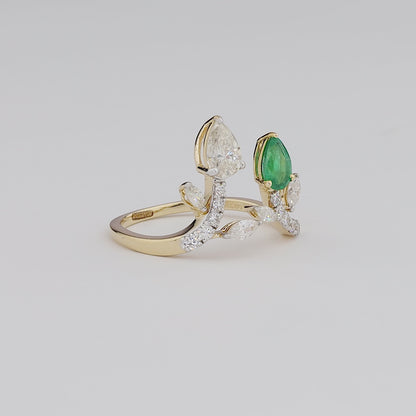 Emerald Tiara Diamond Ring