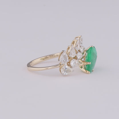 Pear Emerald Bypass Ring