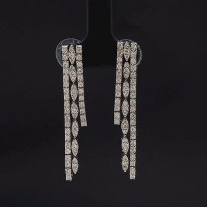 Diamond Multi Line Drop Earrings