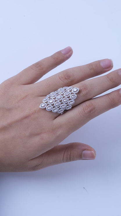 Marquise Natural Diamond Lattice Ring