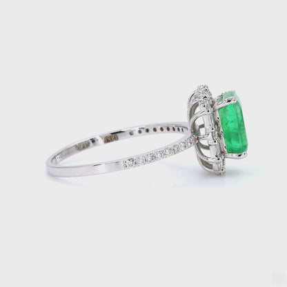 Emerald Halo Diamond Ring