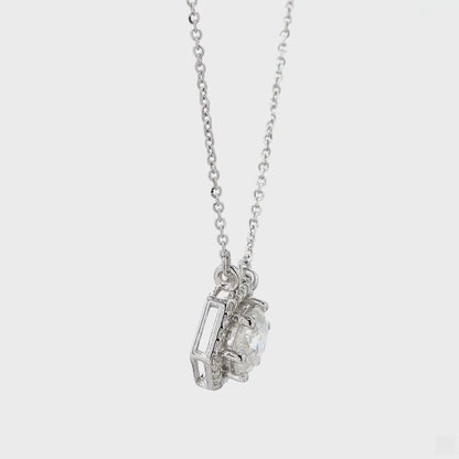 Hexagon Halo Solitaire Natural Diamonds Minimal Necklace