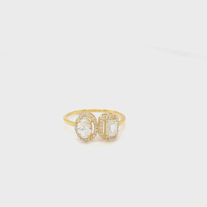 Twin Solitaire Halo Diamond Ring