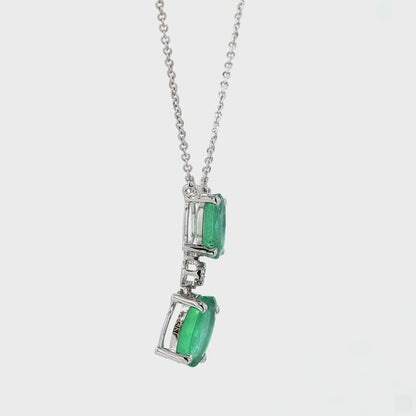 Natural Emerald Diamond Drop Pendant Necklace