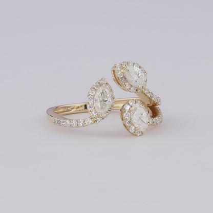 Fancy Cut Natural Diamond Open Ring