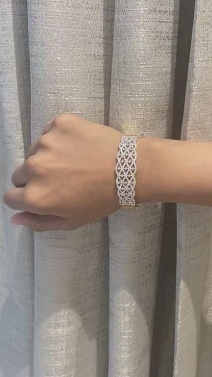 Lattice  Broad Natural Diamond Cocktail Bracelet