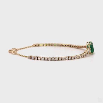 Emerald Diamond Tennis Chain Bracelet