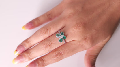 Butterfly Emerald Diamond Ring