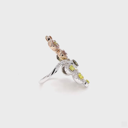 Natural Yellow Brown Diamond Floral Ring