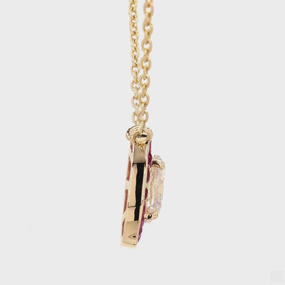 Natural Ruby & Oval Natural Diamond Necklace