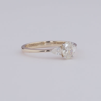 Oval Three Stone Diamond Ring