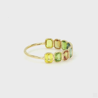 Multi Stone Emerald Cut Gemstone Ring