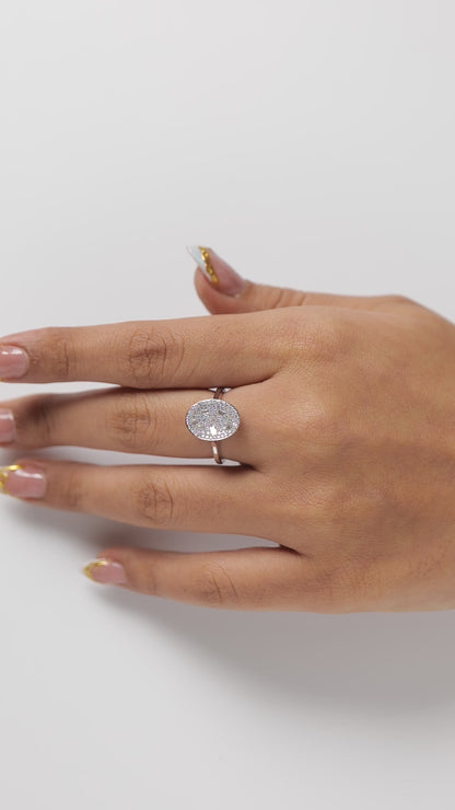 Oval Cluster Natural Diamond Ring