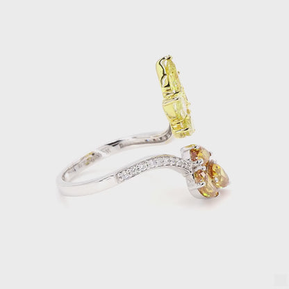 Floral Natural Diamond Bypass Ring